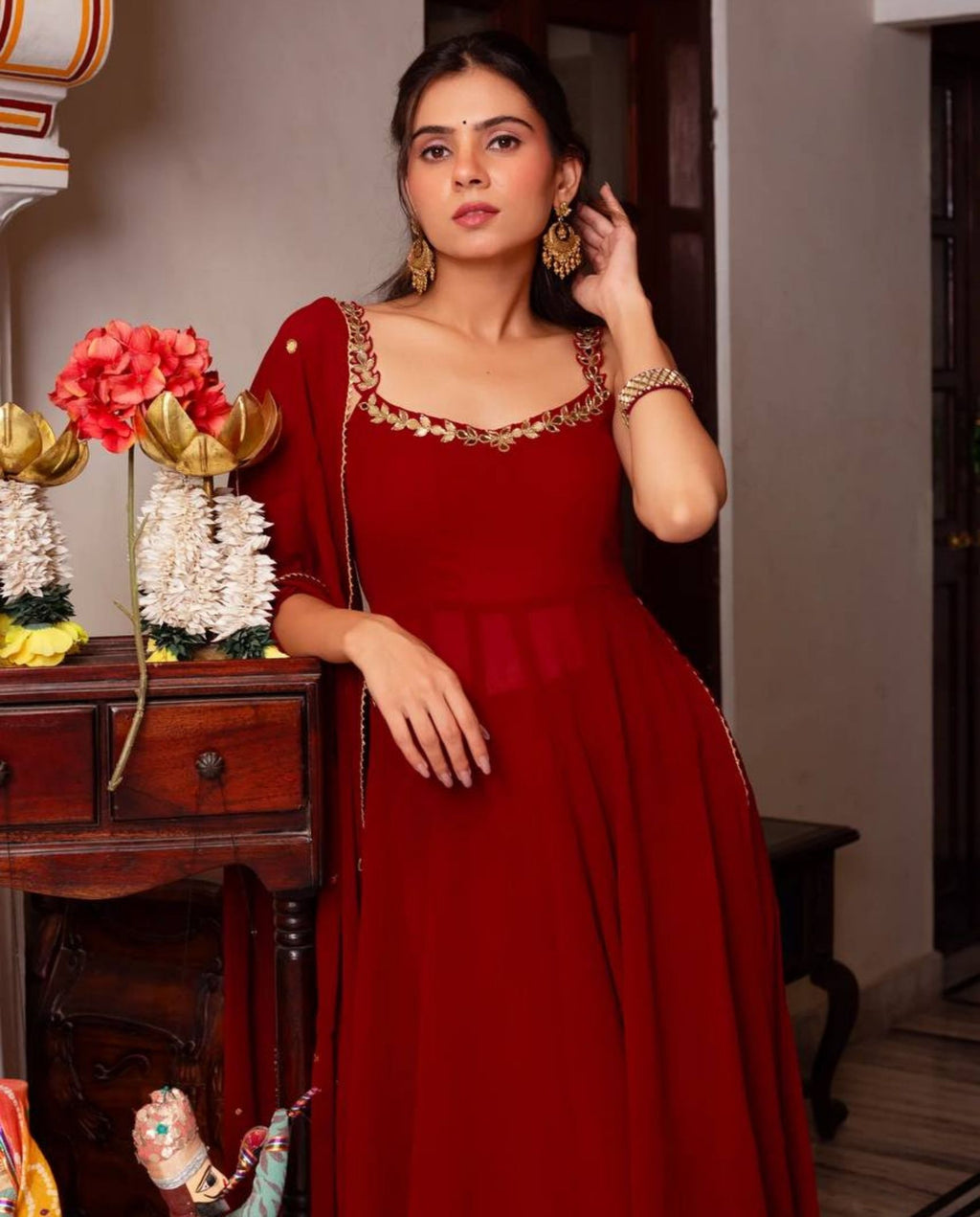 Zest – Scarlet Mirror Embellished Anarkali Set