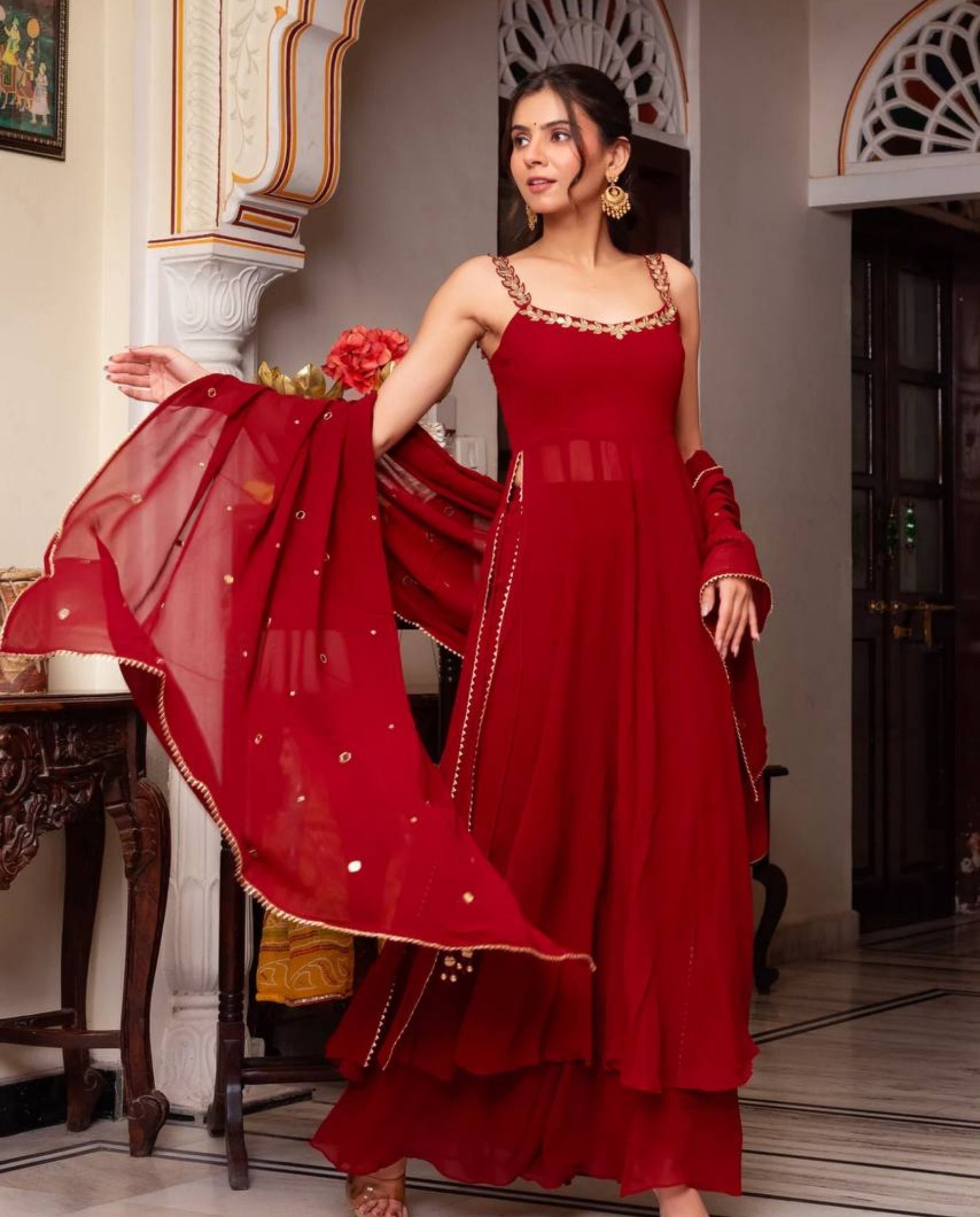 Zest – Scarlet Mirror Embellished Anarkali Set