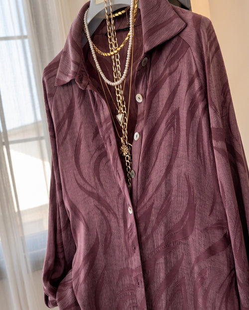 Aven - Dusty Purple Abstract Printed Relaxed Co-Ord Set