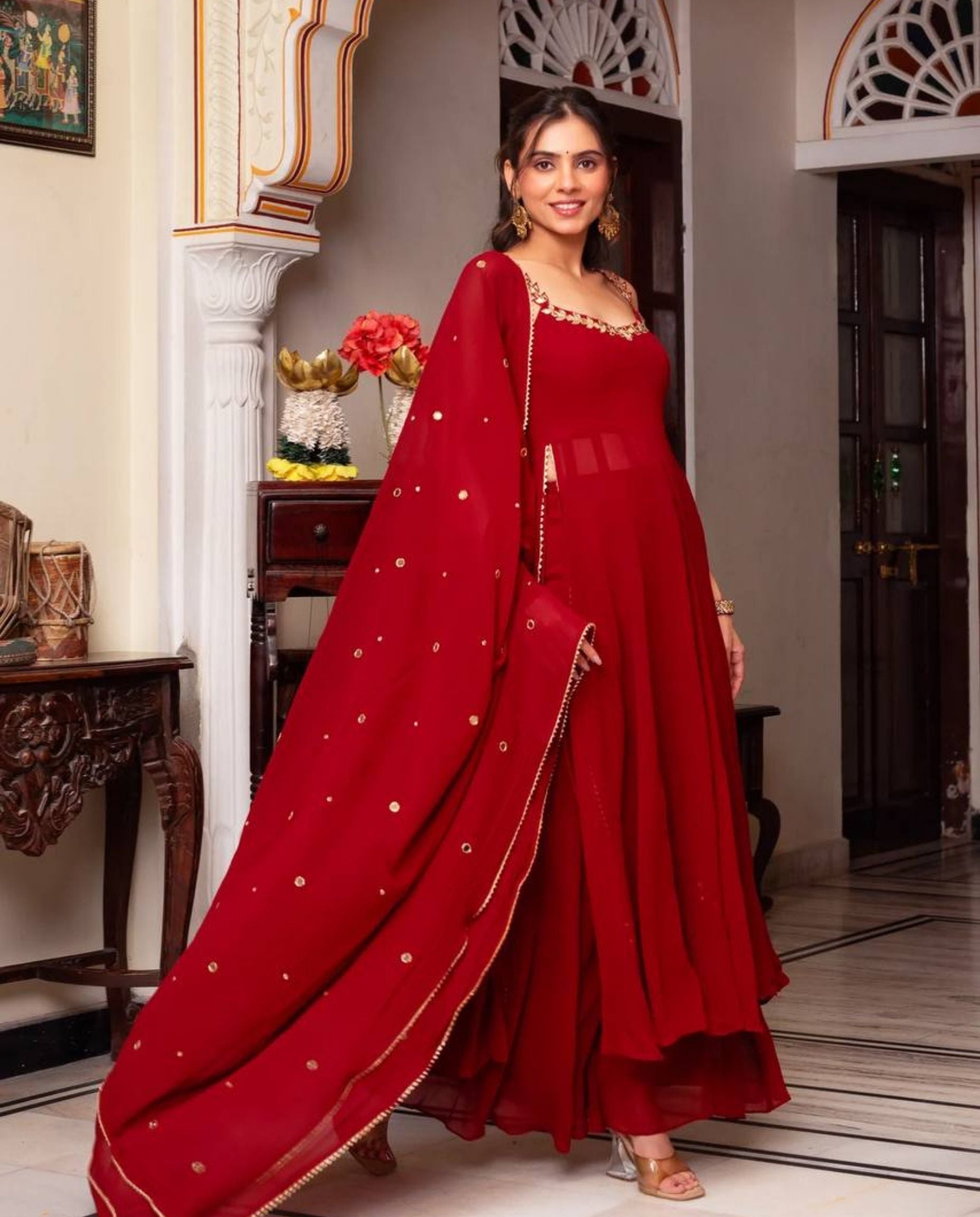 Zest – Scarlet Mirror Embellished Anarkali Set