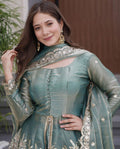 Aera - Sage Luxe Embroidered Sharara Set With Dupatta