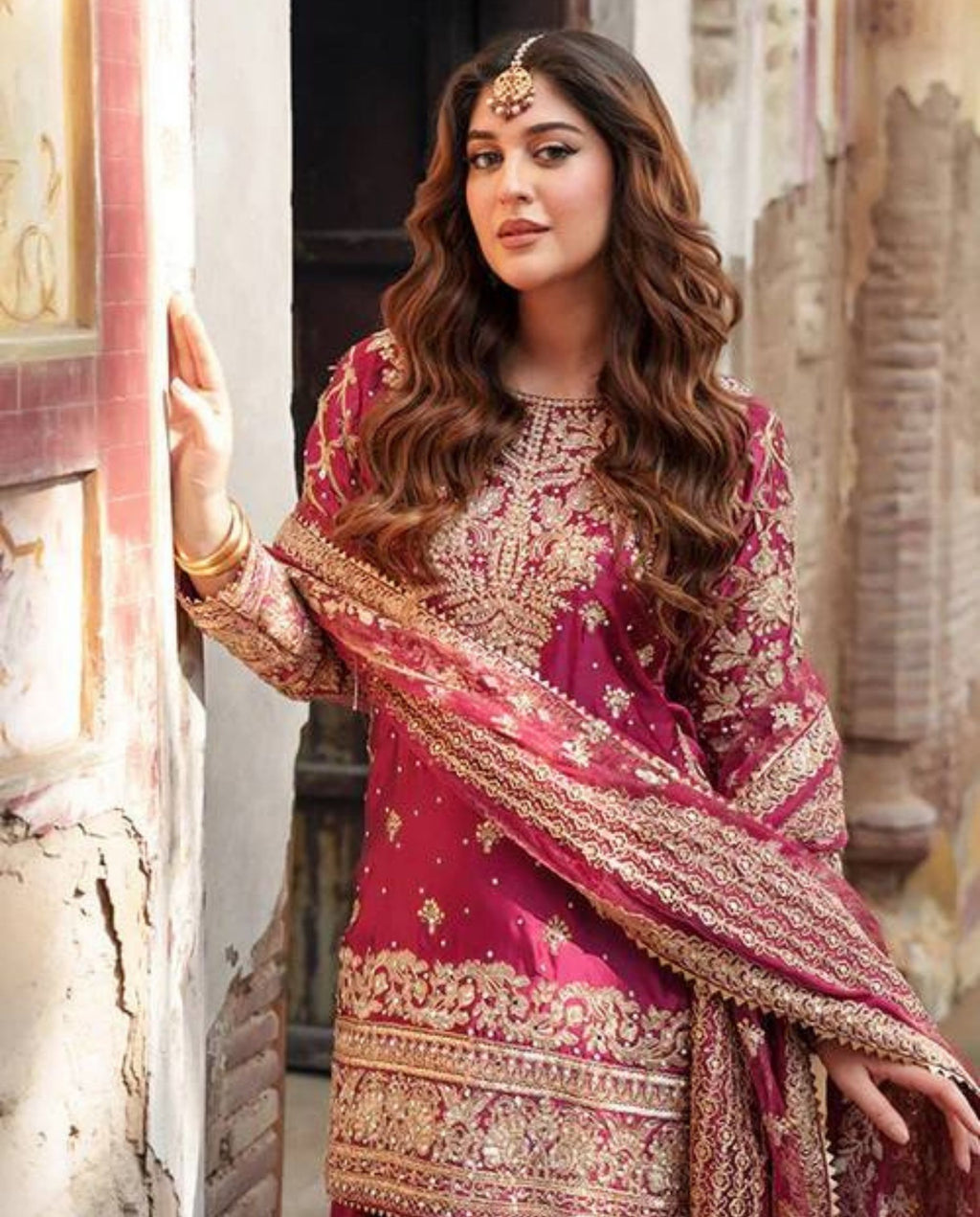 Yori – Regal Wine Embroidered Farshi Suit Set