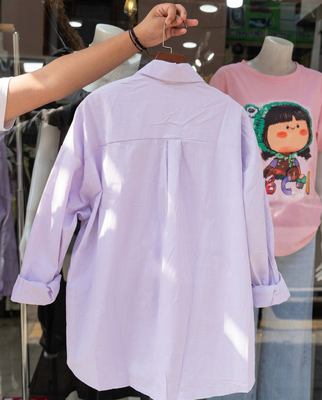 Glint - Lavender Oversized Button Down Minimal Detail Shirt