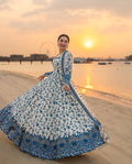 Fable - Ivory Blue Bloom Dreamy Flare Anarkali Set