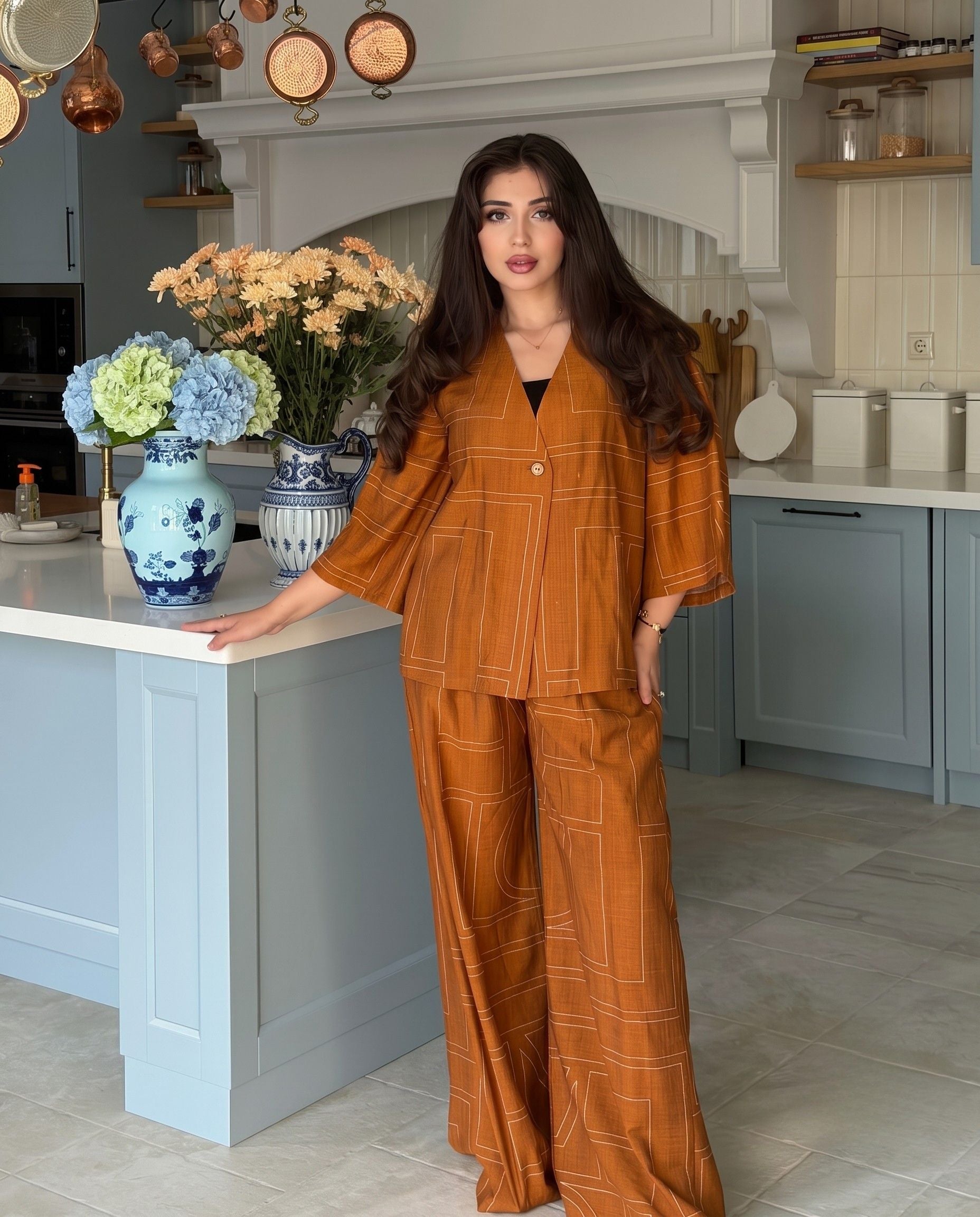 Bex - Cinnamon Brown Abstract Print Co-Ord