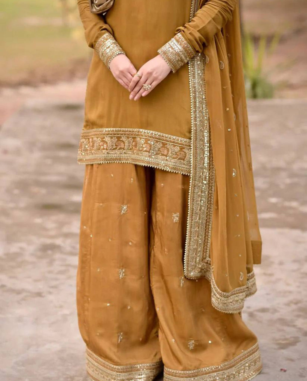 Arvi - Mul Chanderi Elegant Sequin Work Festive Wear Suit Set