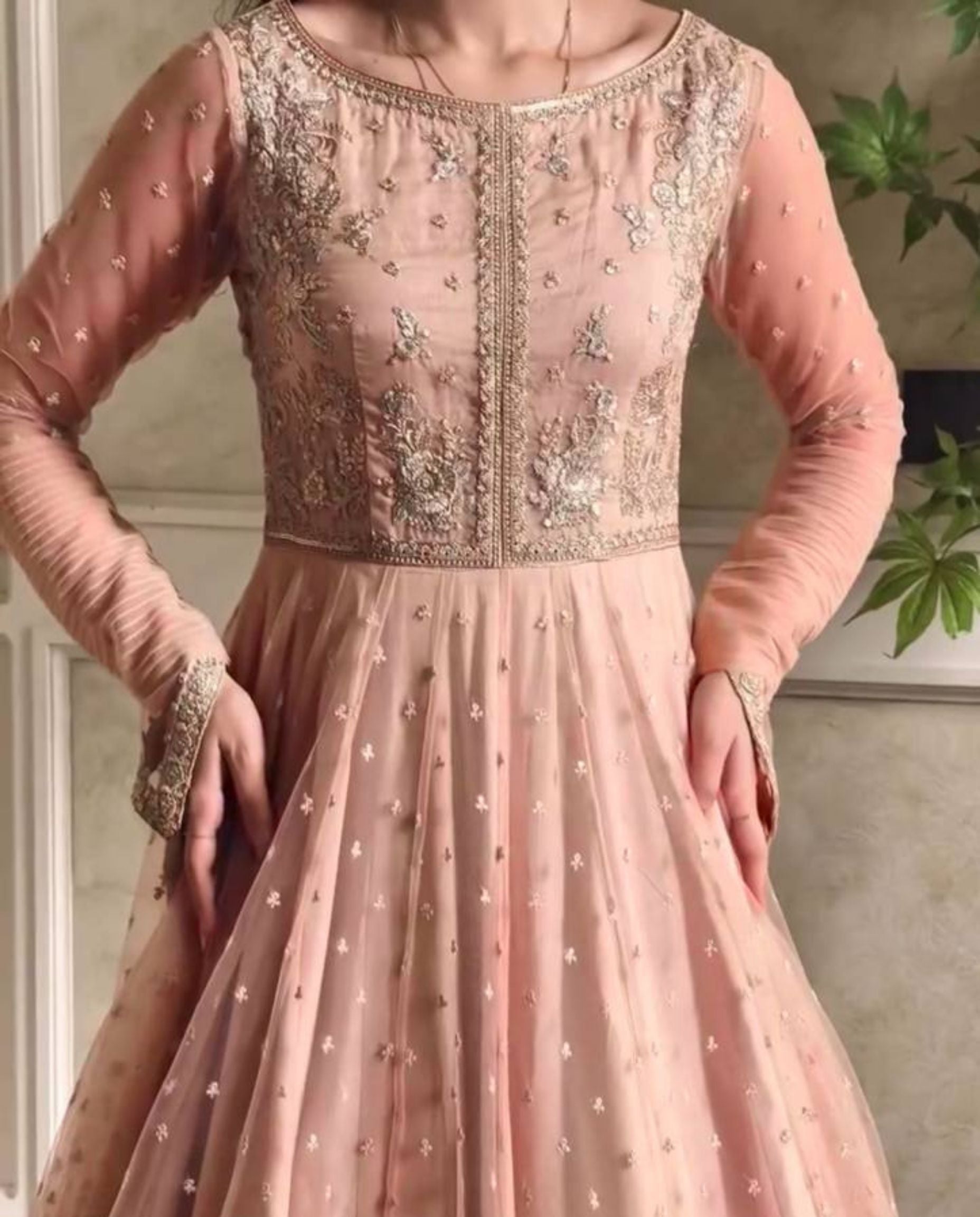 Quin – Blush Embroidered Flow Gown Set