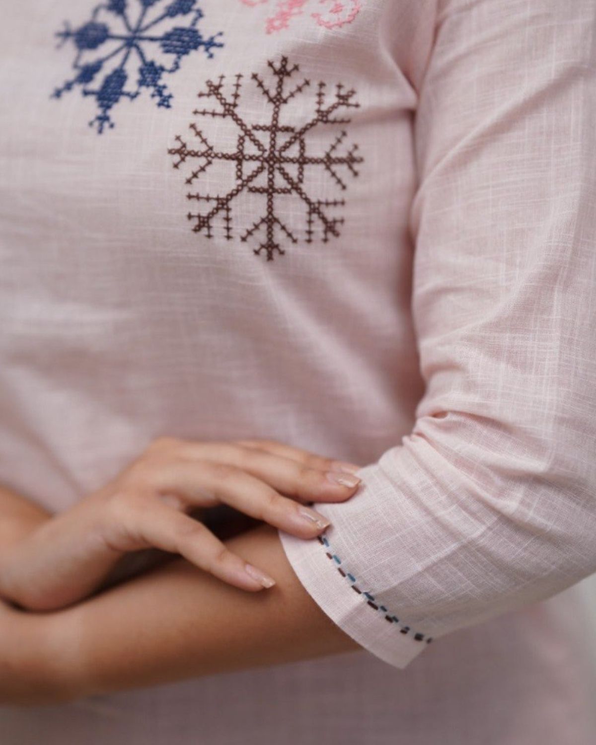 Drift - Soft Pink Floral Embroidered Straight Kurta Set
