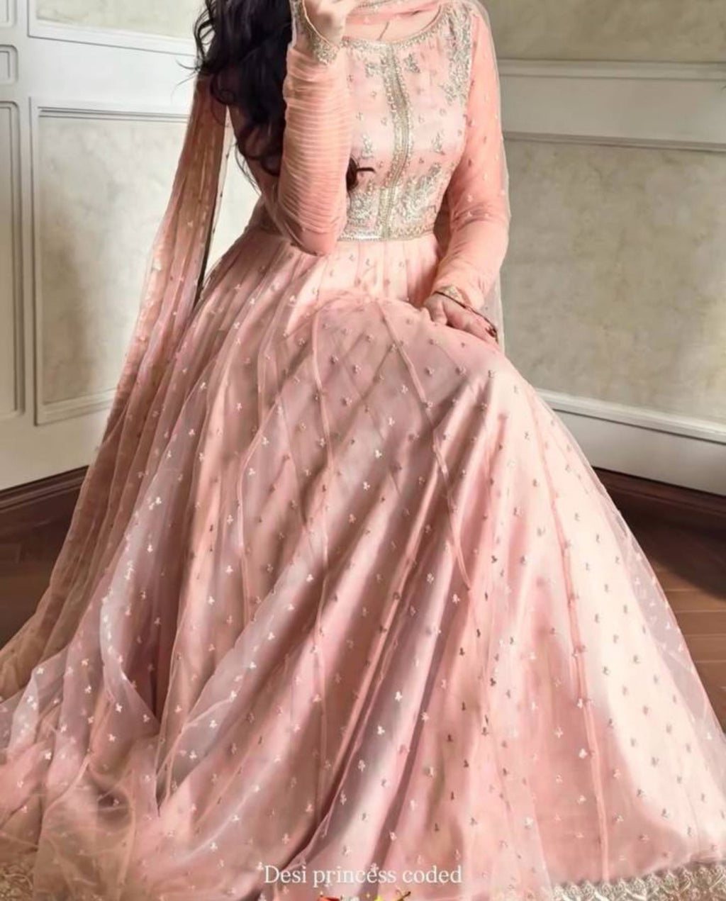 Quin – Blush Embroidered Flow Gown Set