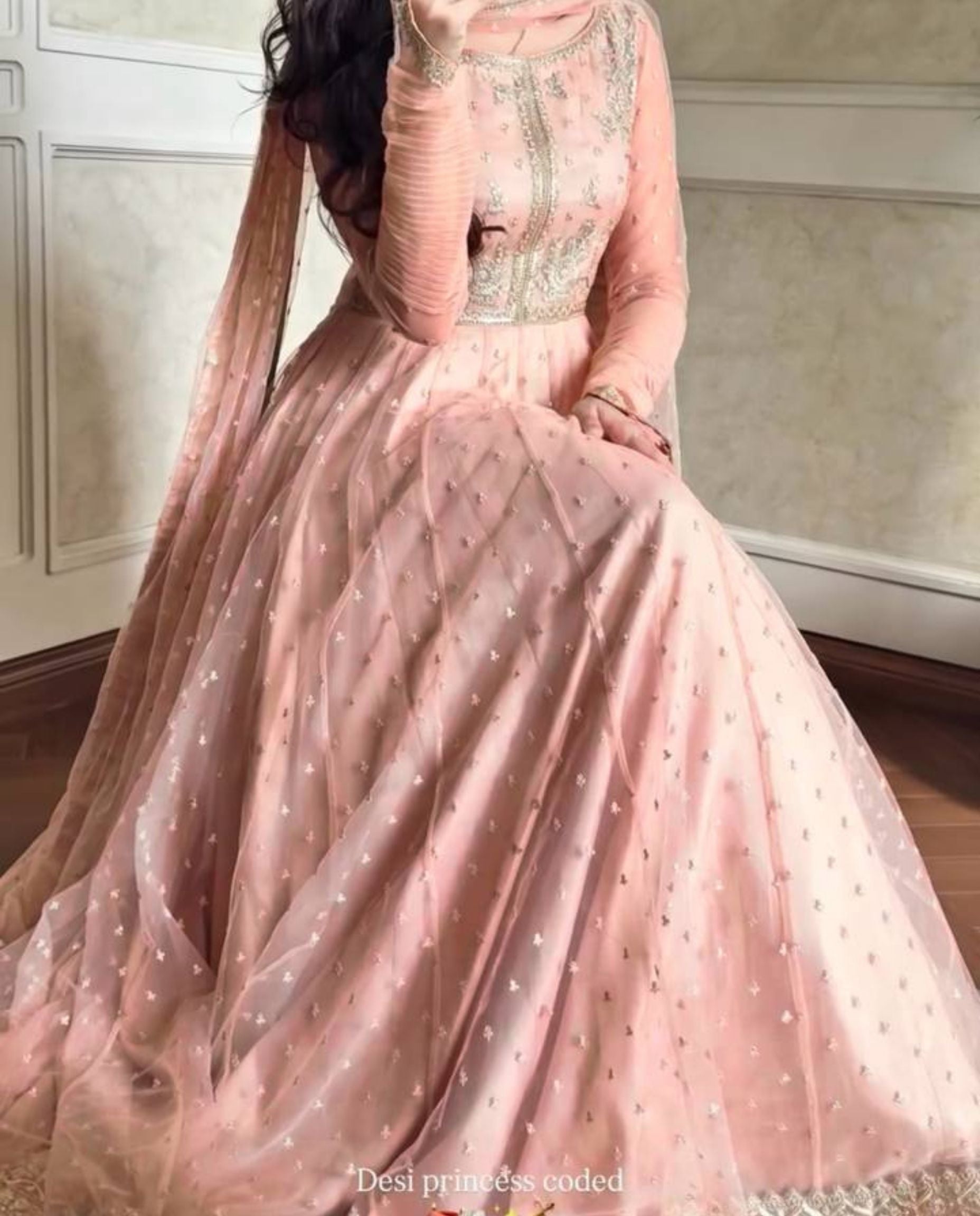 Quin – Blush Embroidered Flow Gown Set
