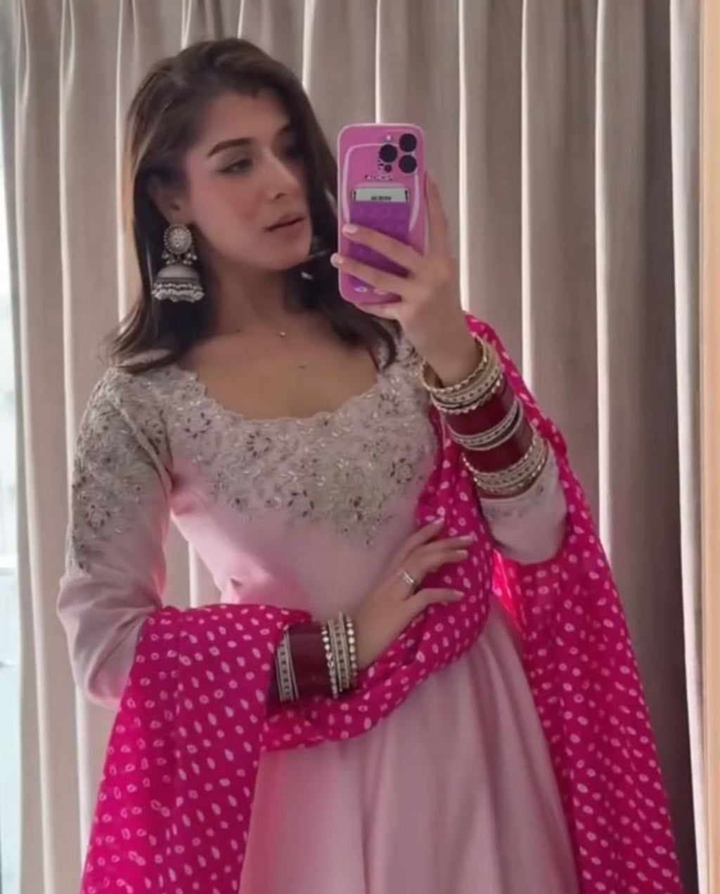 Pavo – Blush Pink & Rani Festive Gown Set