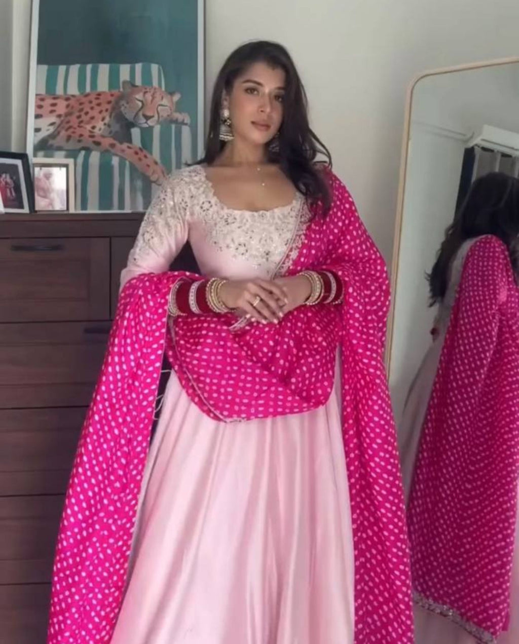 Pavo – Blush Pink & Rani Festive Gown Set