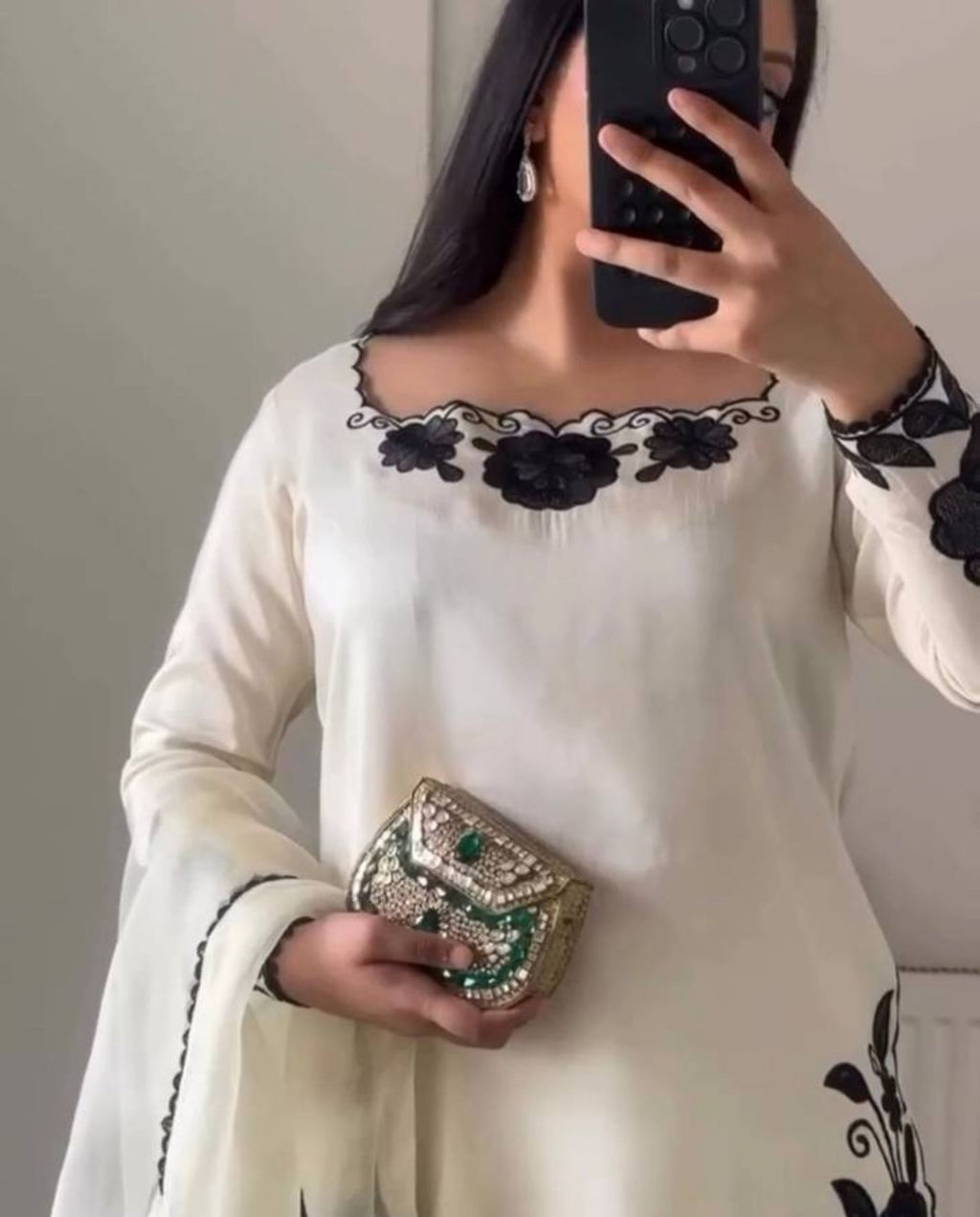 Aiko – Ivory Floral Embroidered Fusion Set