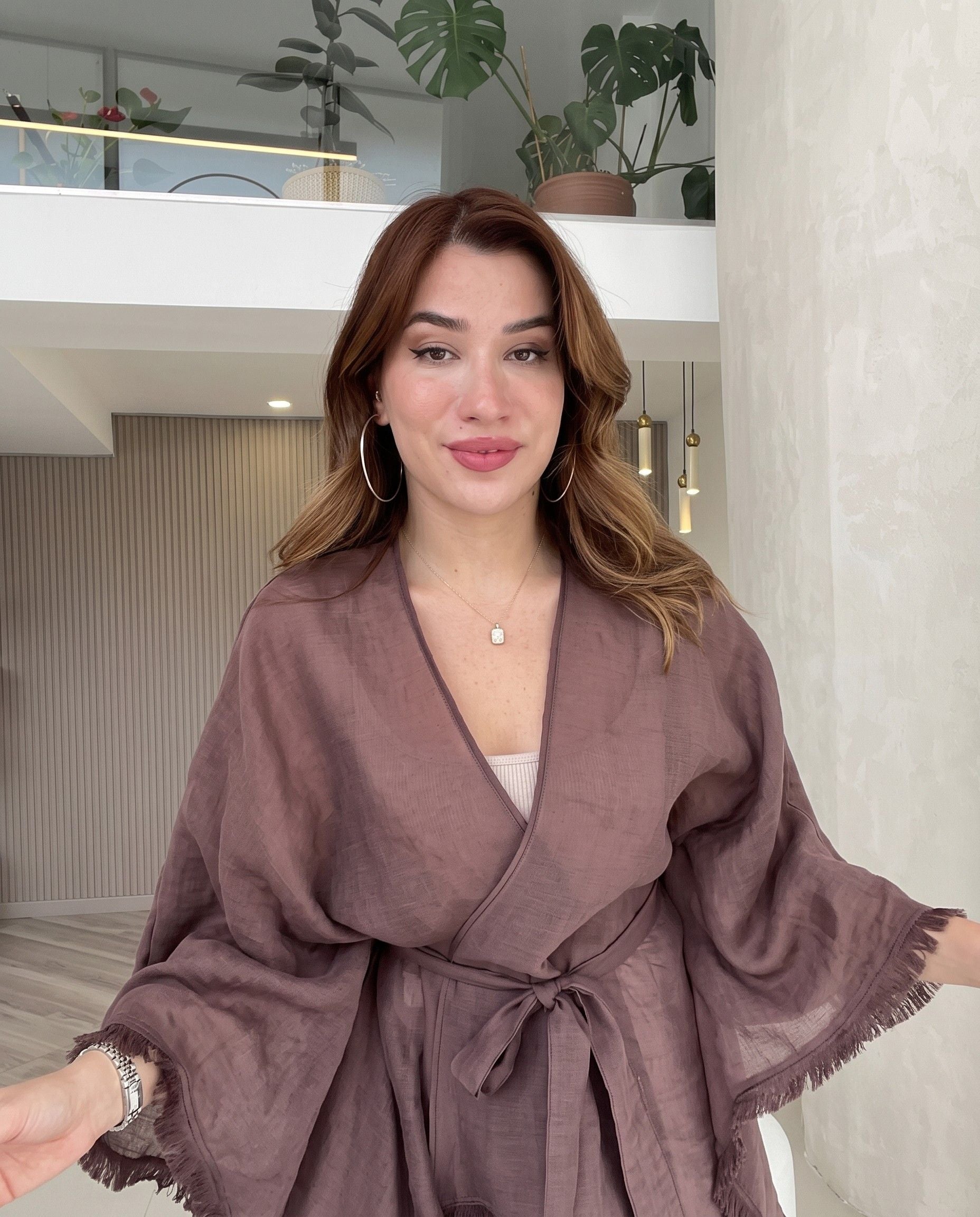 Zoro - Mocha Taupe Premium Sheer Kimono Wrap