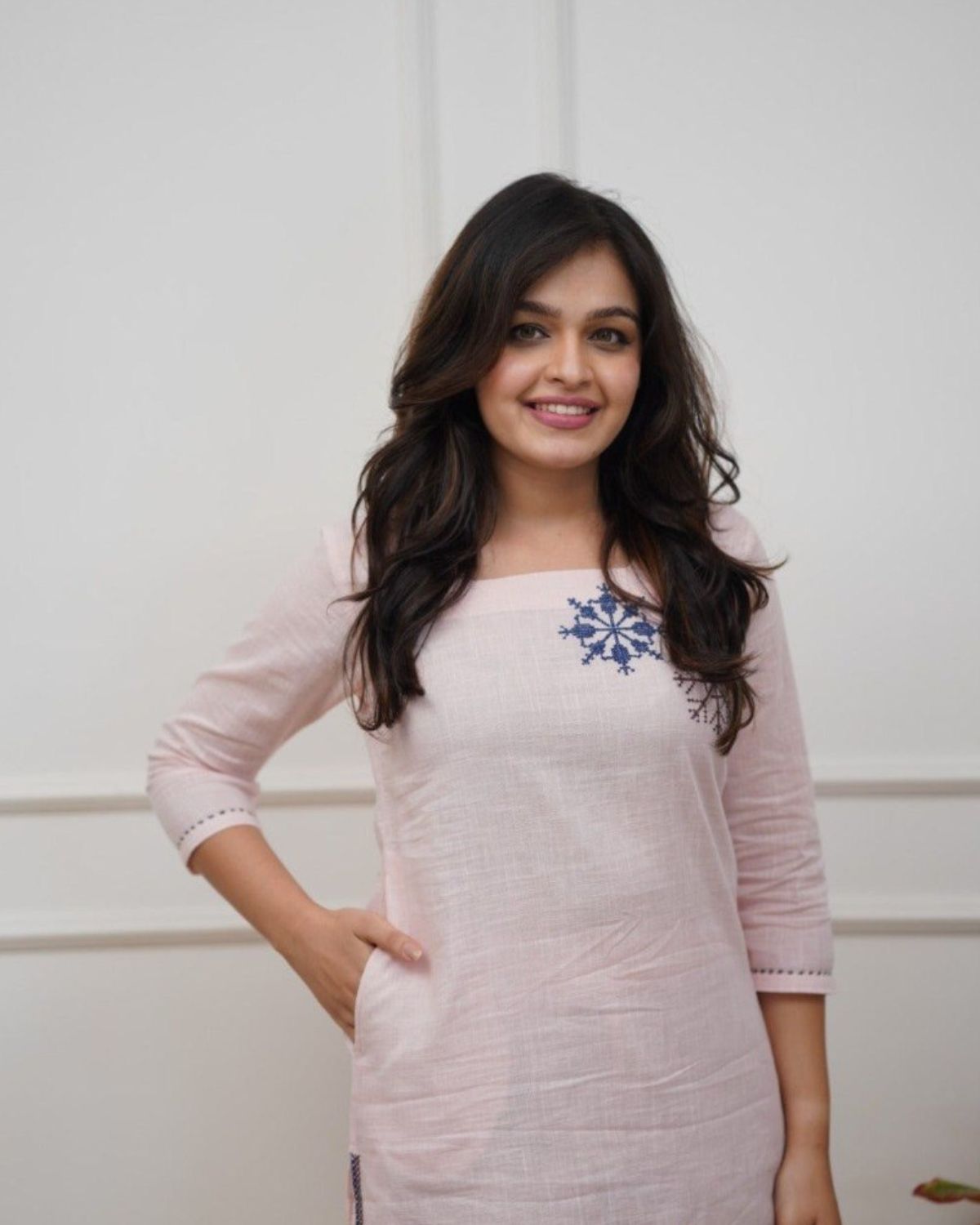 Drift - Soft Pink Floral Embroidered Straight Kurta Set