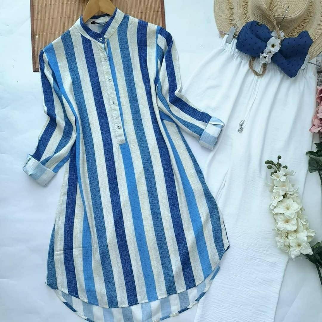Strip Blue Printed