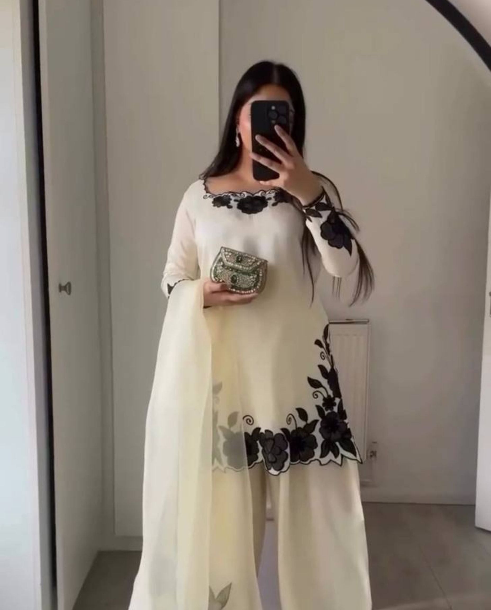 Aiko – Ivory Floral Embroidered Fusion Set