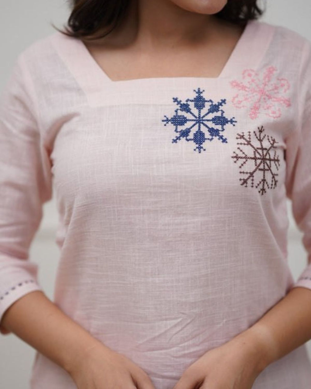 Drift - Soft Pink Floral Embroidered Straight Kurta Set