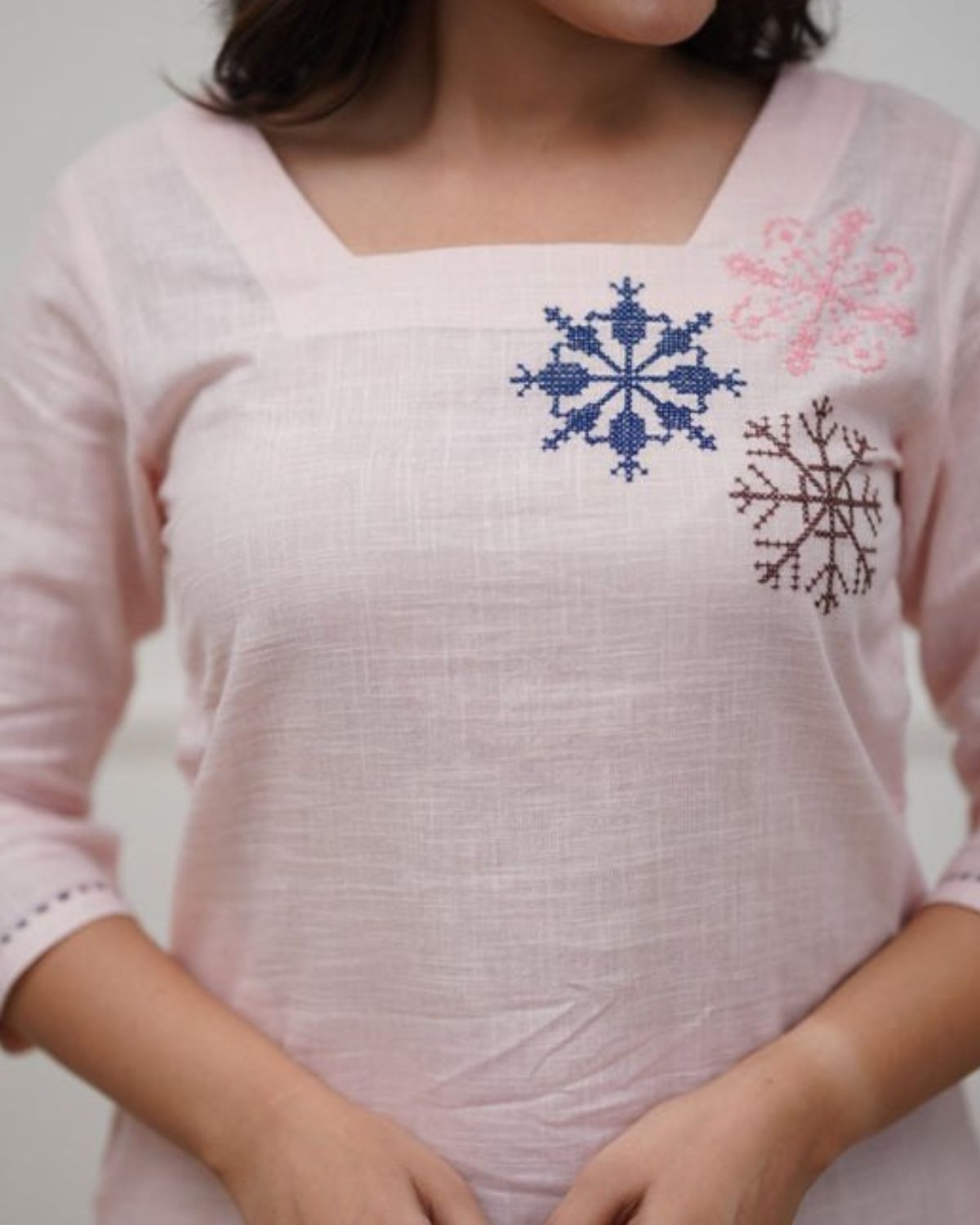 Drift - Soft Pink Floral Embroidered Straight Kurta Set