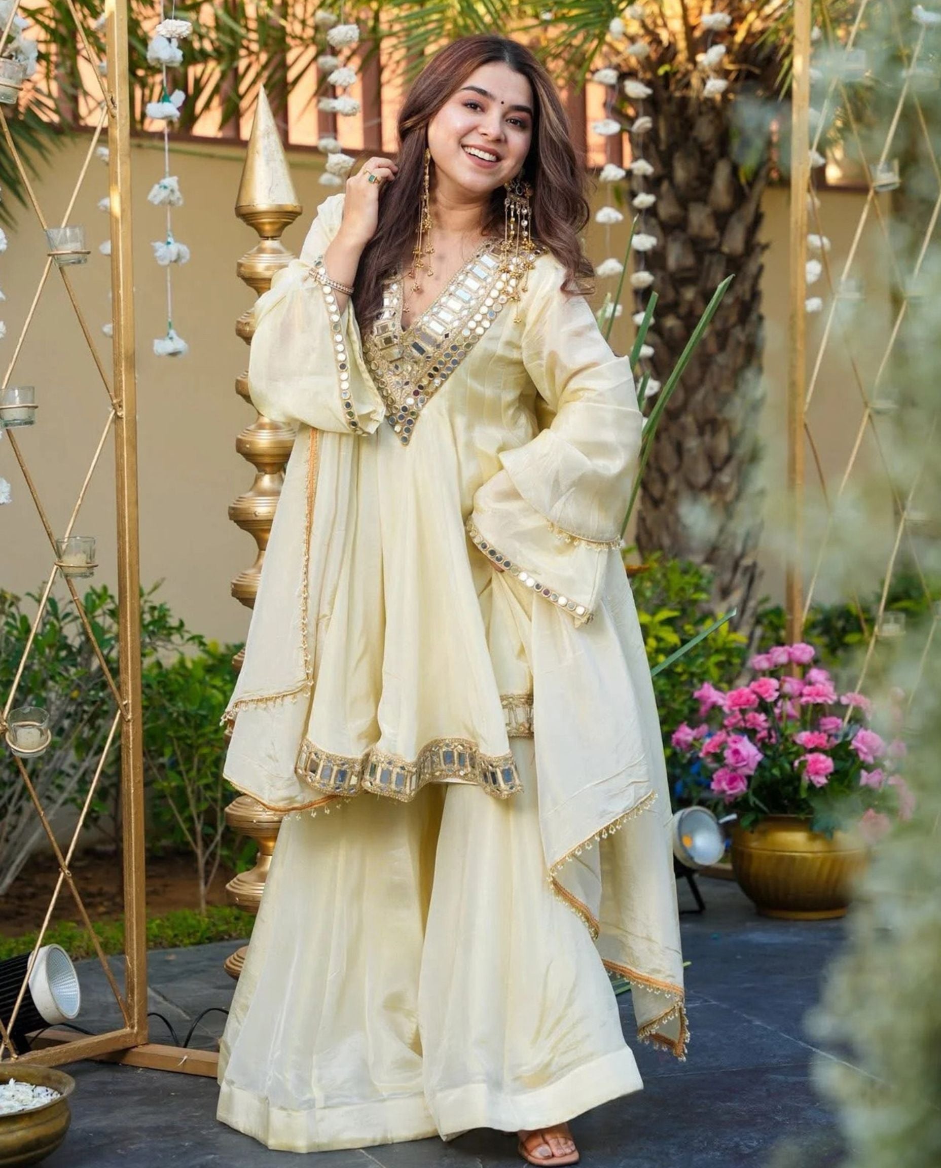 Blume - Champagne Glow Mirror Sharara Set