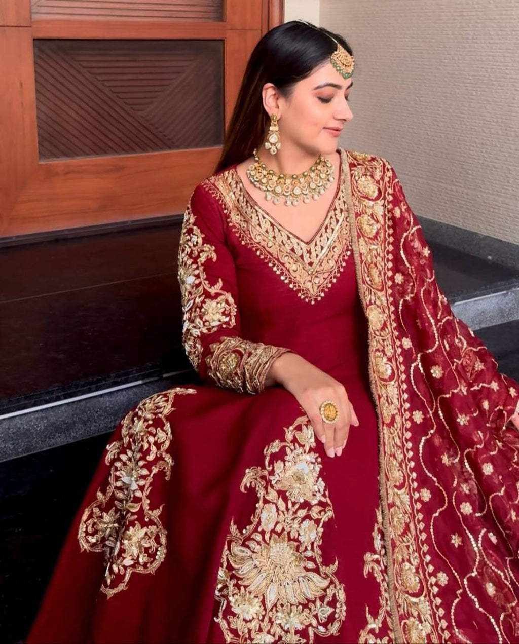 Ivor – Deep Maroon Royal Embroidered Anarkali Suit Set