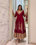 Ivor – Deep Maroon Royal Embroidered Anarkali Suit Set