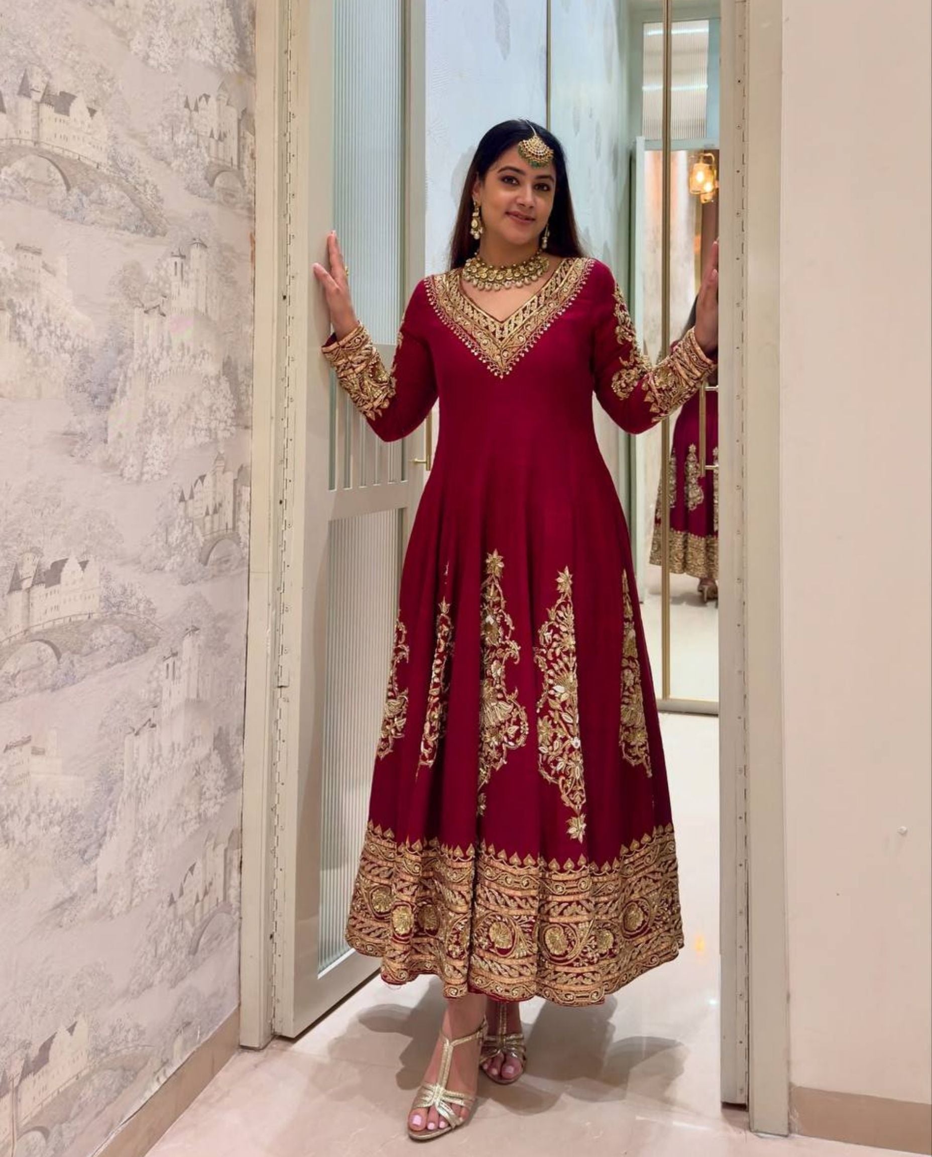 Ivor – Deep Maroon Royal Embroidered Anarkali Suit Set