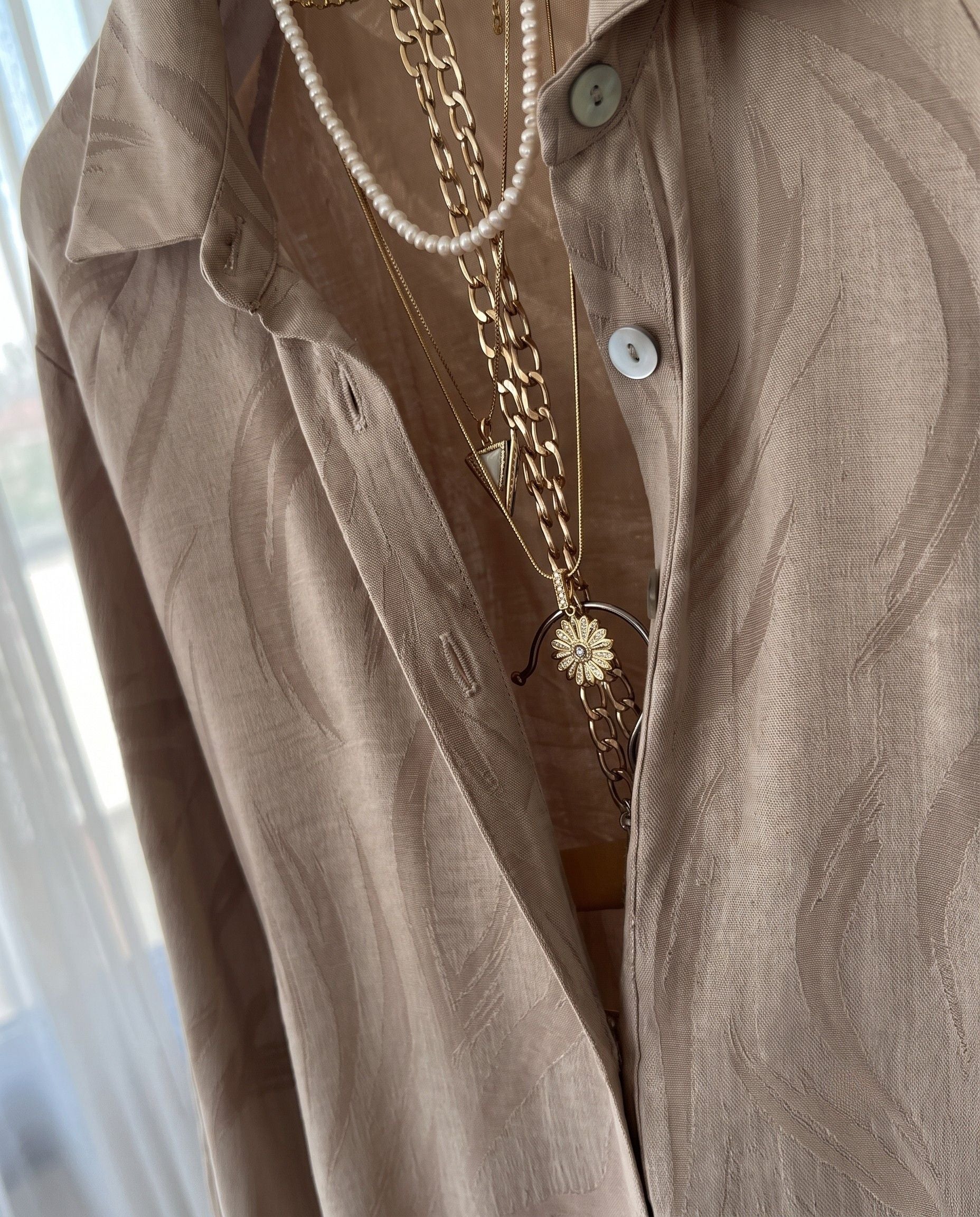 Aven - Beige Brown Abstract Printed Relaxed Co-Ord Set
